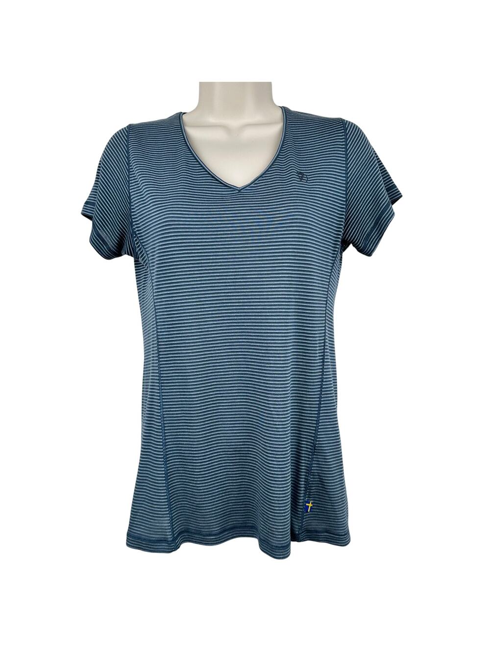 Fjallraven Women's Abisko Cool T Shirt Top Striped Blue Med Outdoor Hiking